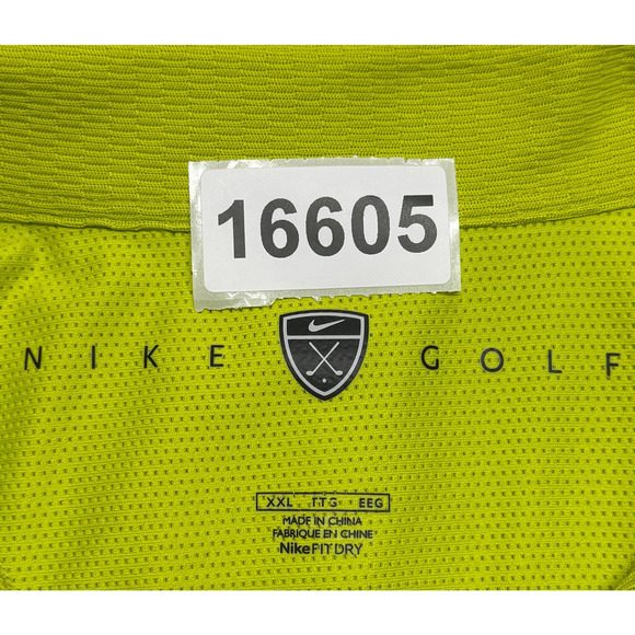 Nike Golf Shirt Mens XXL Neon Green Fit Dry Short Sleeve Stretchy Polo Preppy - Picture 9 of 9